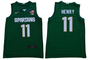 Men Aaron Henry Michigan State Spartans #11 Nike NCAA 2020 Green Authentic College Stitched Basketball Jersey OS50D78DH